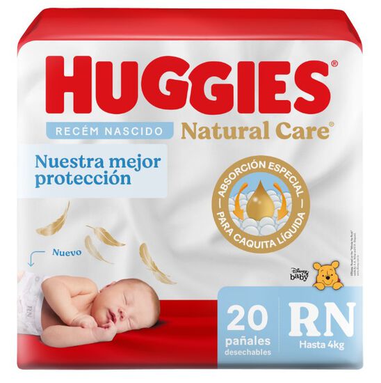 Pañal Huggies Natural Care Froz. Talla RN 20 unid